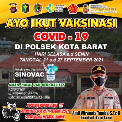 Polsek Kota Barat Siapkan Doorprize Sepeda Motor, Bagi Peserta Vaksin