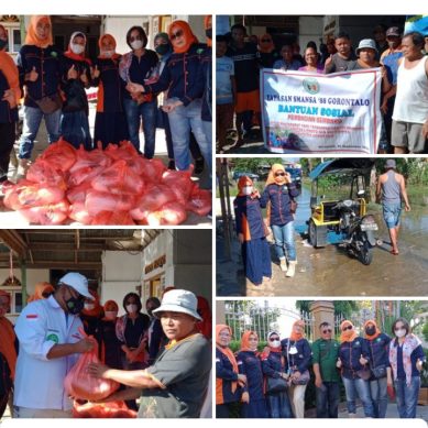 Serahkan Bantuan, Yayasan SMANSA 88 Sambangi Korban Banjir Di Limboto