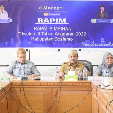 Sekda Boalemo Pimpin Rapat E-Monep Triwulan ketiga TA 2022