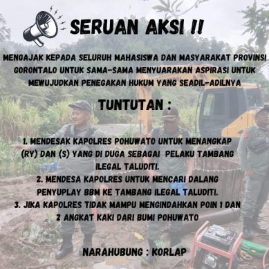 Hari Ini PMPL Gorontalo Bakal Unras,Minta Kapolres di Copot dan Amankan Alat Berat