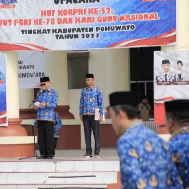 Bupati Pohuwato Pimpin Upacara HUT ke-52 Korpri, HGN Dan PGRI ke-78
