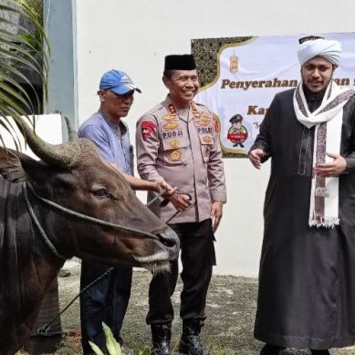 Sambut Hari Raya Idul Adha, Kapolda Gorontalo Serahkan 2 ekor Hewan Qurban Pada 2 Mesjid