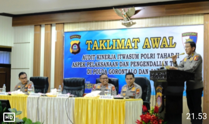 Irwasum Polri Buka Taklimat Awal Audit Kinerja T.A. 2024 Polda Gorontalo