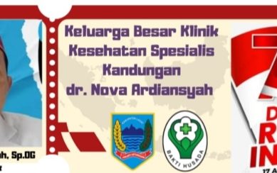 Keluarga Besar Klinik Kesehatan Spesialis Kandungan dr. Nova Ardiansyah SP.OG Mengucapkan  Selamat Memperingati HUT RI Ke- 79 Tahun 2024 Semoga Republik Indonesia Semakin Jaya