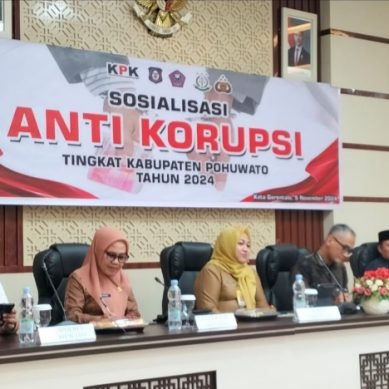 Wakili Plt Bupati, Fitriyani Lasantu, Buka Sosialisasi Anti Korupsi  Pemkab Pohuwato Di Aula Itda Provinsi Gorontalo