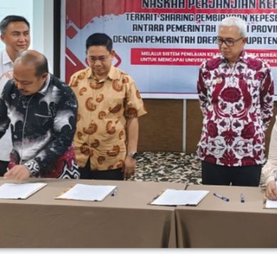Plt Bupati Pohuwato Hadiri Penandatanganan Naskah  Peserta PBPU-BP  antara Pemprov Dan Kabupaten Kota