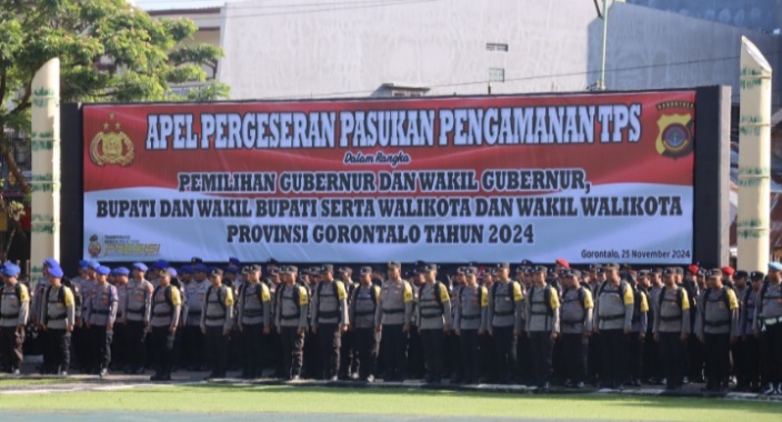 Pilkada Serentak 2024, Polda Gorontalo Gelar Apel Pergeseran Pasukan Pengamanan TPS