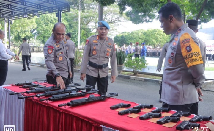 Wakapolda Gorontalo Lakukan Pengecekan Senjata Api Personel