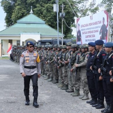 Wakapolda Pimpin Upacara Penyambutan Personil Satbrimob Polda Gorontalo Satgas Operasi Damai Cartenz