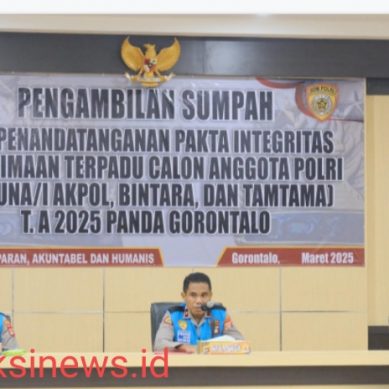Tegaskan Transparansi, Wakapolda Gorontalo Pimpin Pengambilan Sumpah & Pakta Integritas Rekrutmen Polri 2025