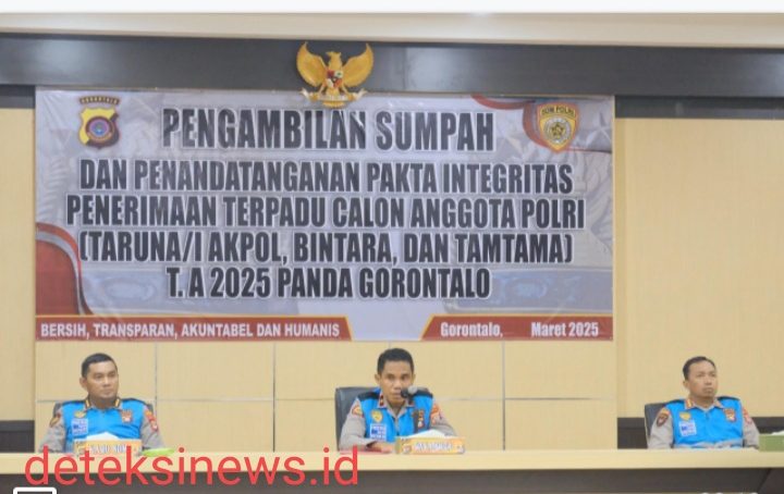Tegaskan Transparansi, Wakapolda Gorontalo Pimpin Pengambilan Sumpah & Pakta Integritas Rekrutmen Polri 2025
