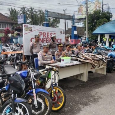 Press Conference Hasil Penertiban Balap Liar Di Kecamatan Pajar Bulan Kabupaten Lahat
