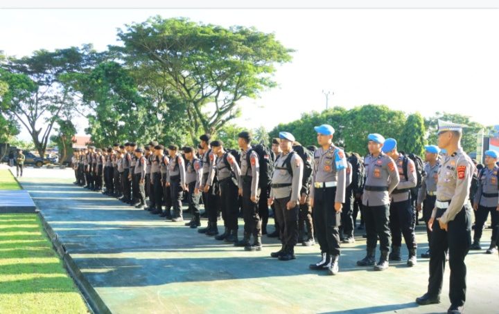 Sebanyak 338 Personel Polda Gorontalo Laksanakan Apel Serpas dalam Rangka PSU Wilayah Gorut