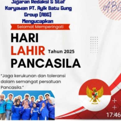 Jajaran Staf Karyawan PT. ABG Kab. Lahat Mengucapkan Selamat Memperingati Hari Lahirnya Pancasila Tahun 2025