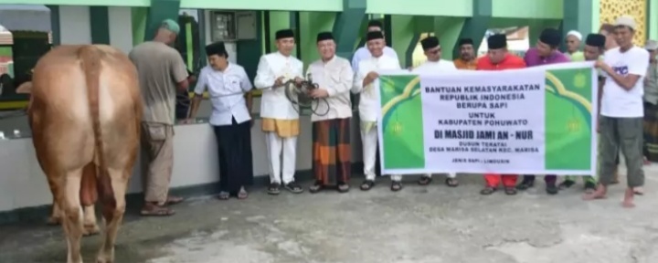 Bupati Saipul Mbuinga Serahkan Bantuan Sapi Dari Presiden Prabowo Subianto Ke BTM An Nur Marisa