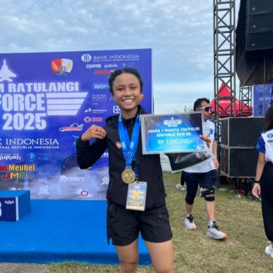 Bripda Navesha Hiola Raih Juara 1 Kategori TNI/Polri Putri di Air Force Run Lanud Sam Ratulangi Manado