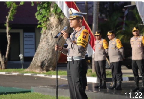 Dirlantas Polda Gorontalo Tekankan Disiplin dan Makna Strategis Lalu Lintas dalam Apel Pagi