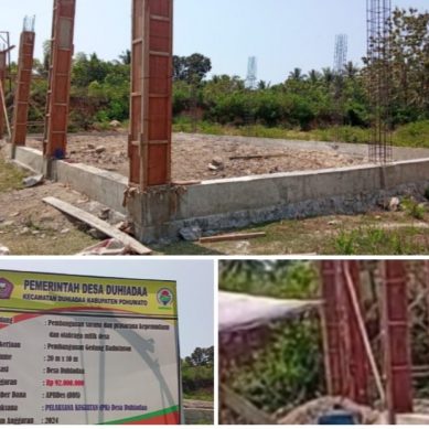 Belum Selesai Pekerjaannya, Pembangunan Gedung Badminton Desa Duhiadaa TA 2024 Di Kritik BPD