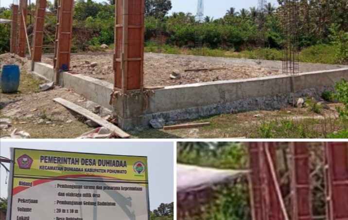 Belum Selesai Pekerjaannya, Pembangunan Gedung Badminton Desa Duhiadaa TA 2024 Di Kritik BPD