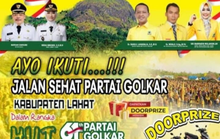 Saksikan & Ikuti Jalan Sehat Bersama Partai Golkar Kabupaten Lahat, Dalam Rangka Memperingati Hari Jadi Partai Golkar Ke- 61 Tahun