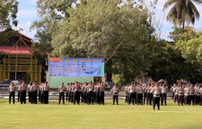 Apel Gelar Pasukan Polda Gorontalo: Siap Amankan Kegiatan Peran Saka Nasional 2025