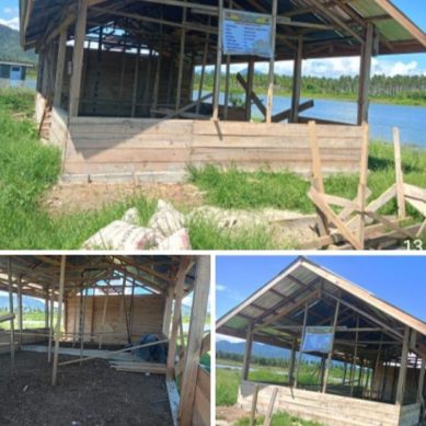 Di Duga Mark Up, Pembangunan Warkop Wisata Danau Desa Telaga Biru Di Soroti LA HAM Gorontalo