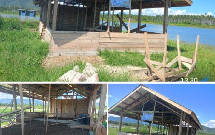 Di Duga Mark Up, Pembangunan Warkop Wisata Danau Desa Telaga Biru Di Soroti LA HAM Gorontalo