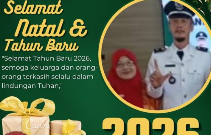 Keluarga Besar Pemdes Desa Muara Cawang Kec. Lahat Selatan Kab. Lahat, Kapala Desa : Baharudin (Aan) Mengucapkan Selamat Natal & Tahun Baru 2026