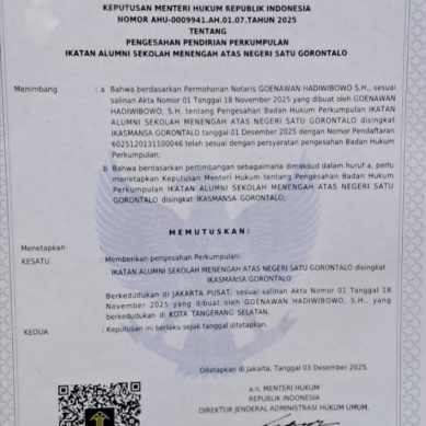 TAK ADA DUALISME DALAM DPP IKASMANSA GORONTALO