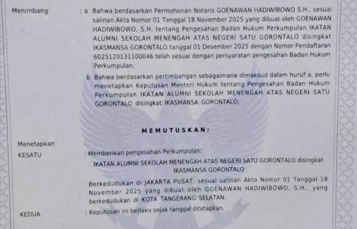 TAK ADA DUALISME DALAM DPP IKASMANSA GORONTALO