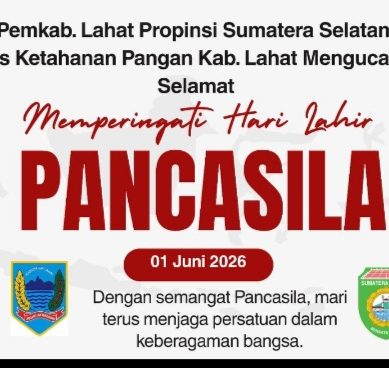 Keluarga Besar Dinas Ketahanan Pangan Kab. Lahat Propinsi Sumatera Selatan, Plt Kepala Dinas Pikatul Hadi, SP, M. Si. : Mengucapkan Selamat Memperingati Hari Lahirnya Pancasila 01 Juni 2026