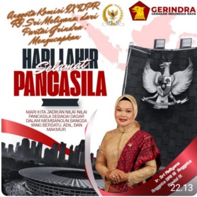 Anggota DPR RI Komisi IX Ir. Sri Meliyana dari Partai Grindra : Mengucapkan Selamat Memperingati Hari Lahirnya Pancasila 01 Juni 2026