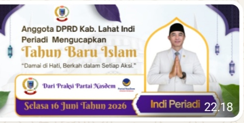Anggota DPRD Kab. Lahat Propinsi Sumatera Selatan Fraksi Partai Nasdem Indi Periadi : Mengucapkan Selamat Tahun Baru Islam 1 Muharram 1448 Hijriah Tahun 2026.