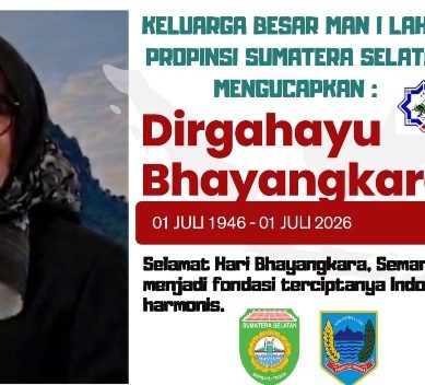 Keluarga Besar MAN I Kab. Lahat Propinsi Sumatera Selatan Mengucapkan : Dirgahayu Bhayangkara Ke- 80, 01- Juli Tahun 2026.