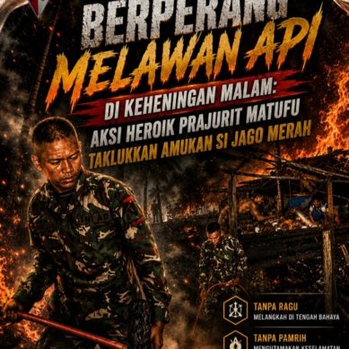 Tanggap Darurat, Prajurit Yonif 918/Matufu Maliuntinufu Berhasil Padamkan Kebakaran di Labuan