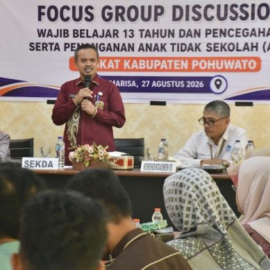 Sekda Pohuwato Buka FGD Wajib Belajar 13 Tahun dan Penanganan Anak Tidak Sekolah