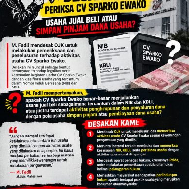 M.FADLI DESAK1 OJK PERIKSA CV SPARKO EWAKO: USAHA JUAL BELI ATAU SIMPAN PINJAM DANA USAHA?