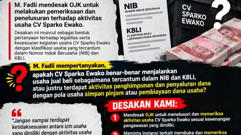M.FADLI DESAK1 OJK PERIKSA CV SPARKO EWAKO: USAHA JUAL BELI ATAU SIMPAN PINJAM DANA USAHA?